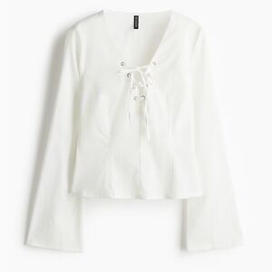 H&M laced detail top in white NWT